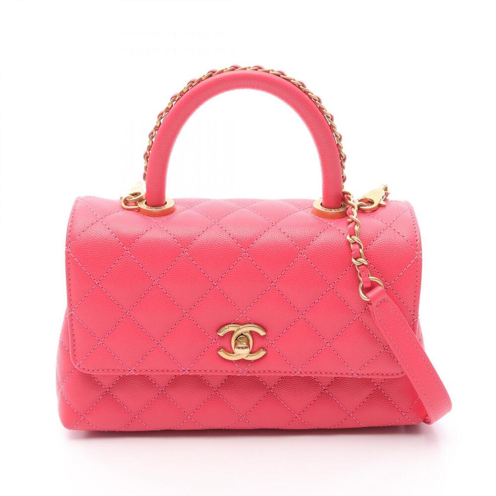 Chanel Coco Handle Flap Matelasse Handbag Calfskin Leather Red